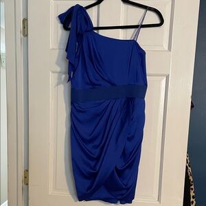 Aqua Royal Blue One-Shoulder Dress